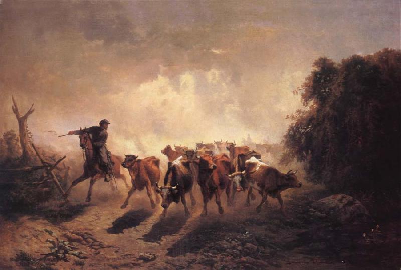 unknow artist Union Drover with Cattle for the Army Spain oil painting art